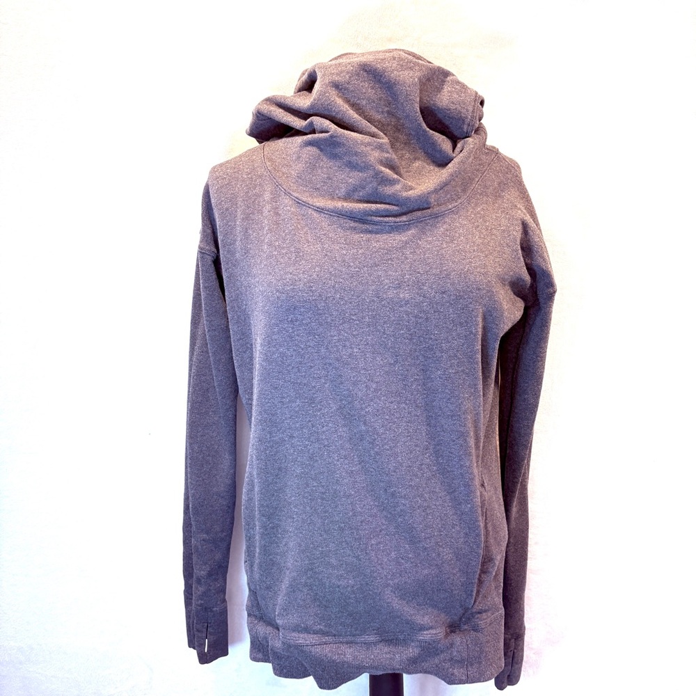 Lululemon Stress Less Hoodie Heathered Marled Black Pullover Cowl Sweater